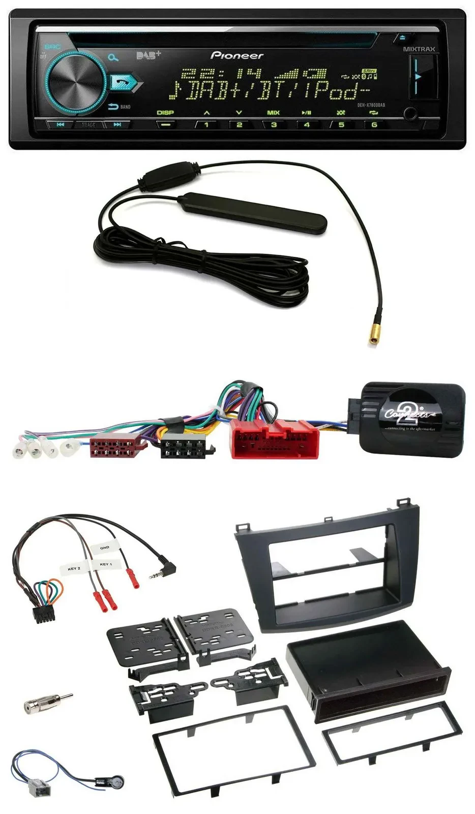 Автомагнитола для Mazda 3 (2009–2013) Pioneer CD/MP3 DAB USB, поддержка кнопок на руле, CAN-Bus