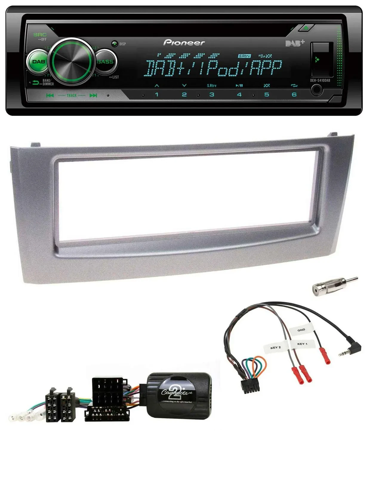 Pioneer USB MP3 DAB Lenkrad CD Autoradio für Fiat Grande Punto 2006-2010 grau