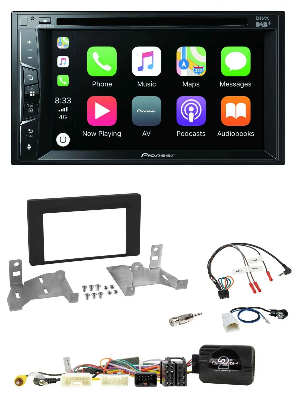 Pioneer Lenkrad USB DVD Bluetooth DAB 2DIN Autoradio für Toyota Aygo ab 22 AB7 s