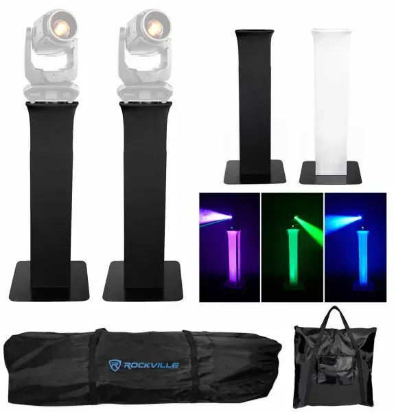 (2) Totem Stands+Black+White Scrims For (2) Chauvet Maverick Mk 2 Spot Lights