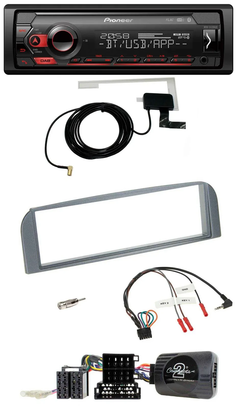 Pioneer DAB USB Lenkrad Bluetooth Autoradio für Alfa 147 GT 2007-2010 anthrazit