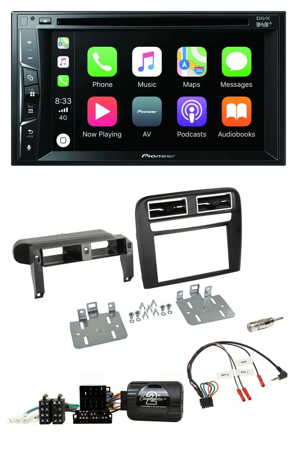Pioneer Lenkrad USB DVD Bluetooth DAB 2DIN Autoradio für Fiat Grande Punto 06-09