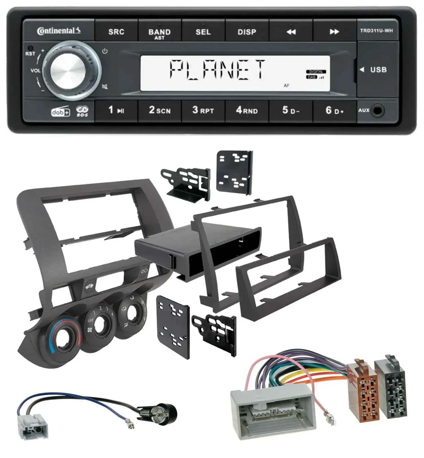 Автомагнитола Continental 1-DIN MP3, USB, AUX, DAB для Honda Fit 2006–2007 (US)