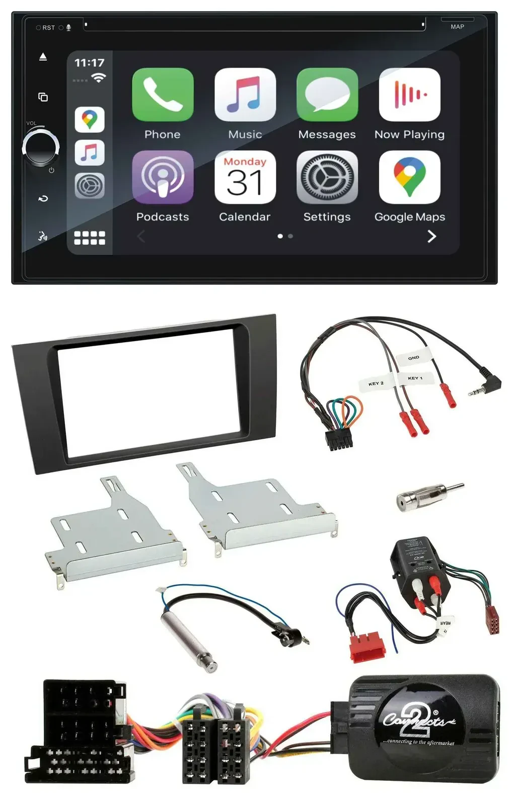 Blaupunkt 2DIN Bluetooth DAB USB DVD Lenkrad Autoradio für Audi A4 99-01 BOSE Vo