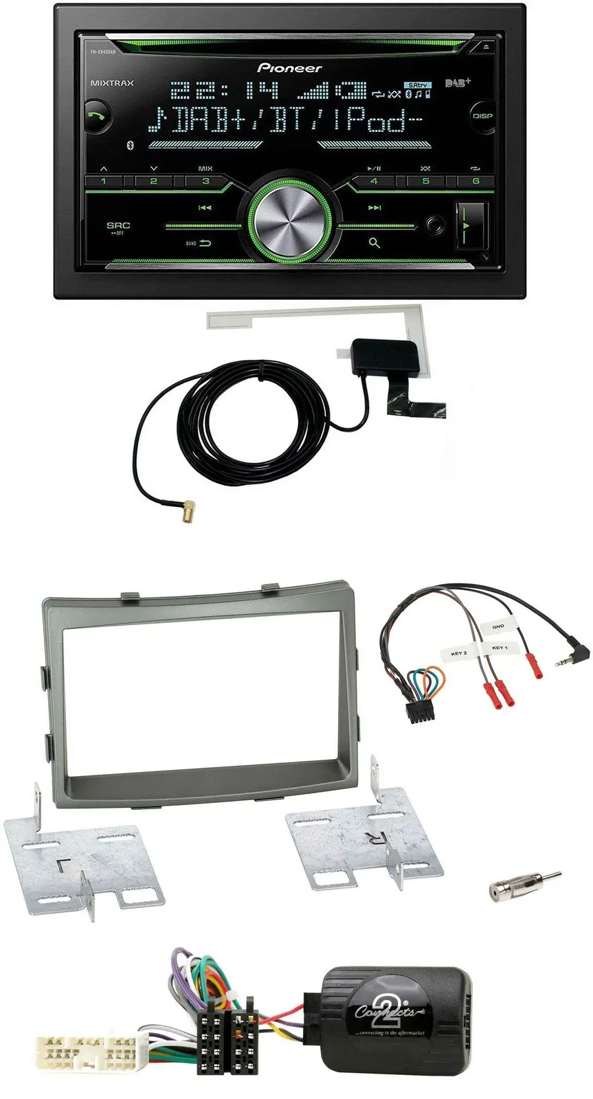 Pioneer CD USB Lenkrad Bluetooth 2DIN DAB Autoradio für SSangYong Rodius ab 2013