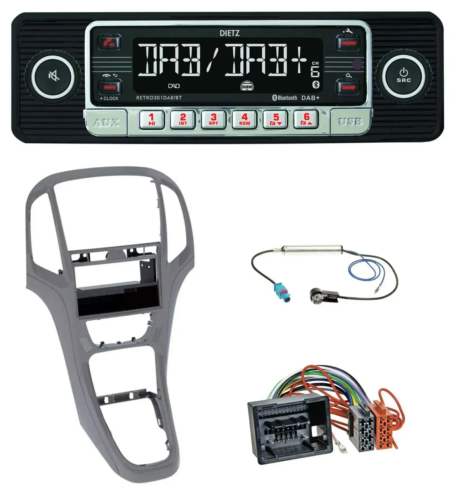 Автомагнитола для Opel Astra J Dietz USB DAB MP3 Bluetooth титан серый