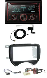 Pioneer 2DIN MP3 DAB USB CD Bluetooth Autoradio für Nissan Micra 10-13 schwarz