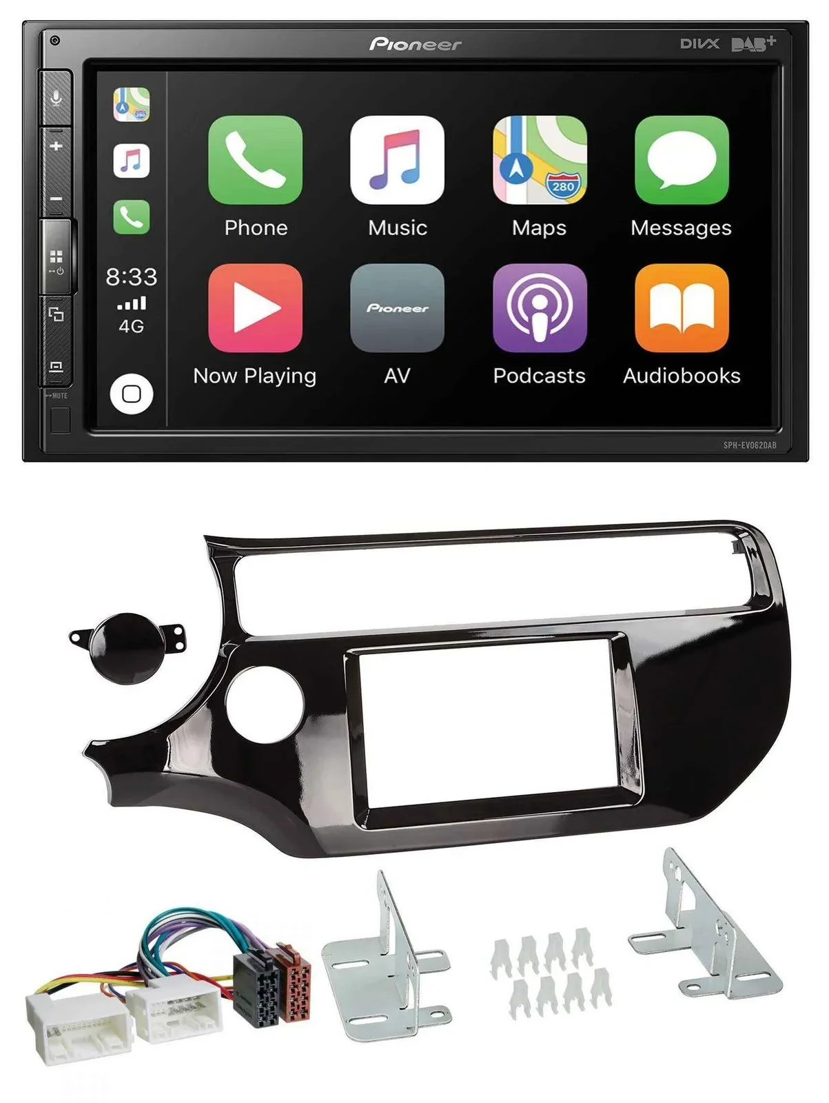 Автомагнитола для Kia Rio (UB) с 2015 Pioneer 2-DIN, USB, MP3, DAB, Bluetooth, черный (piano black)