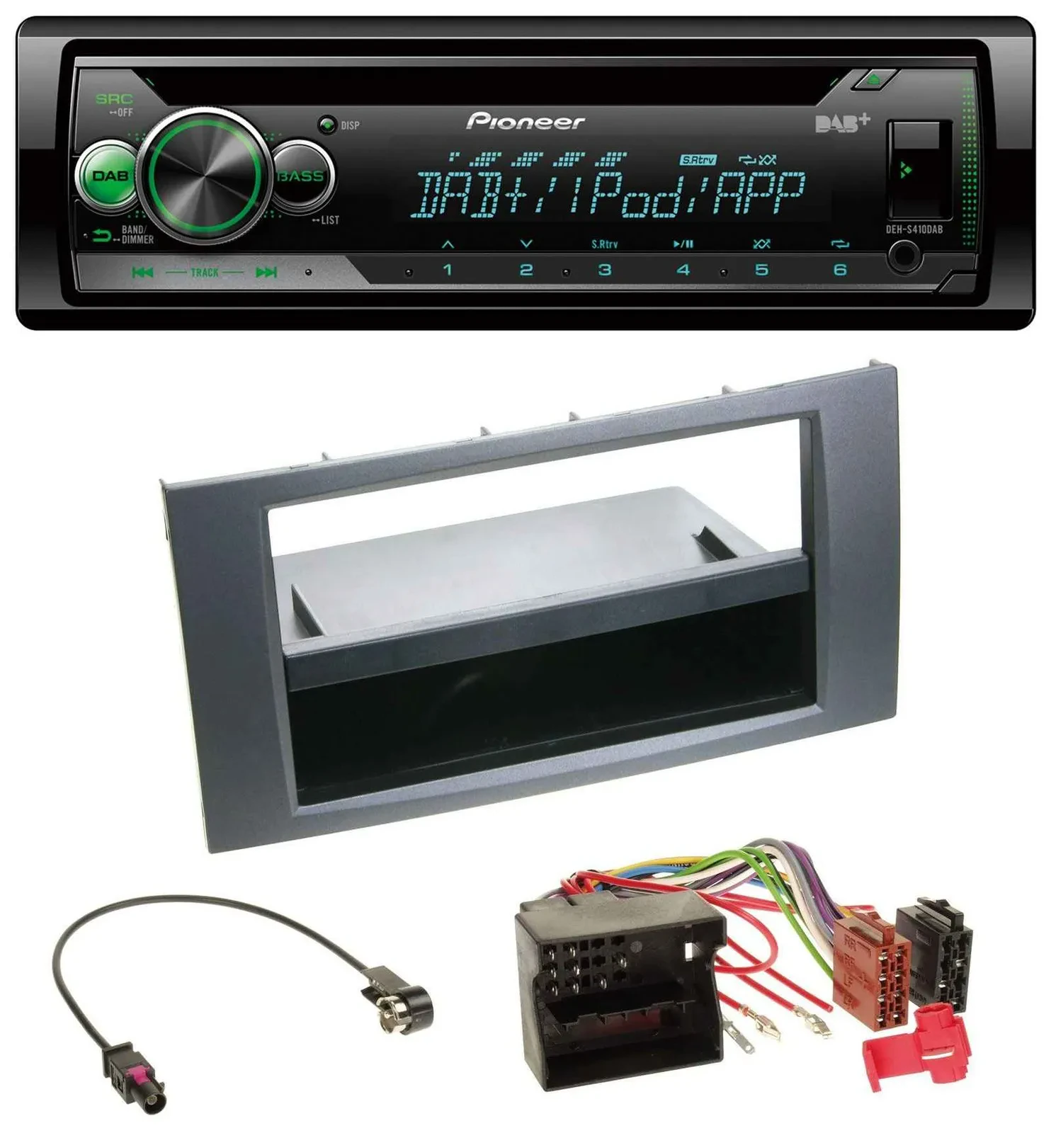 Автомагнитола Pioneer CD/USB/MP3/DAB/AUX для Ford Fusion/Kuga/Transit (2005–2012), антрацит