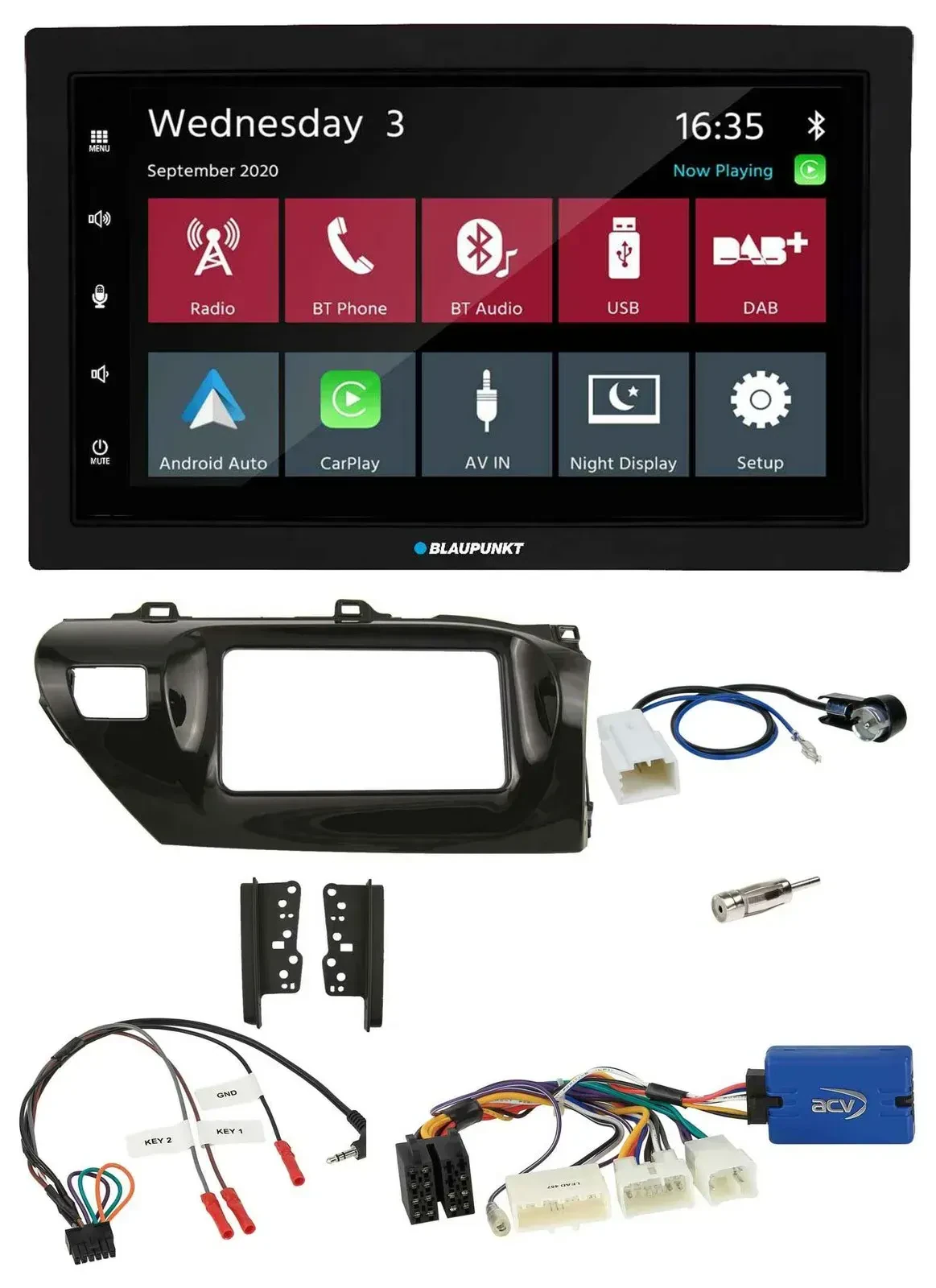 Blaupunkt DAB Bluetooth USB Lenkrad 2DIN Autoradio für Toyota Hilux 2015-2020