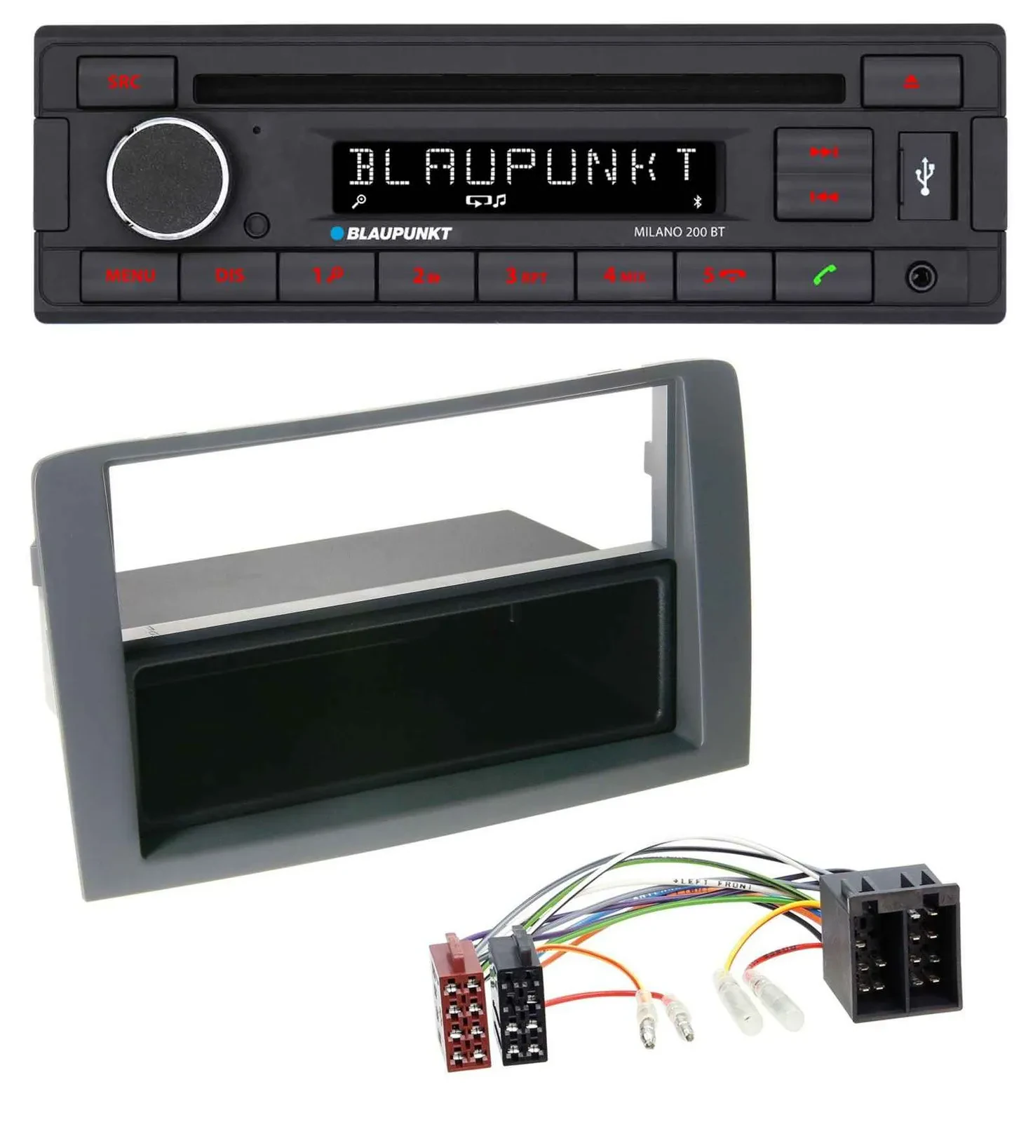 Blaupunkt MP3 USB CD Bluetooth AUX Autoradio für Fiat Idea (350, 03-11) - grau