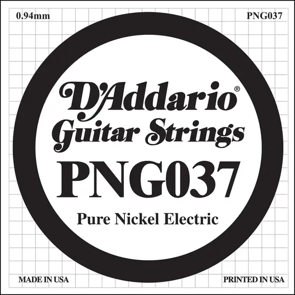 Струна для электрогитары D'Addario PNG037 XL Pure Nickel, никель, калибр 37