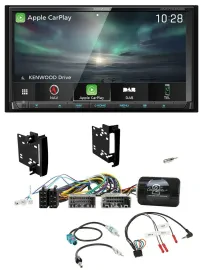 Kenwood Bluetooth USB 2DIN Lenkrad TMC DAB Navigation für Chrysler Dodge Jeep