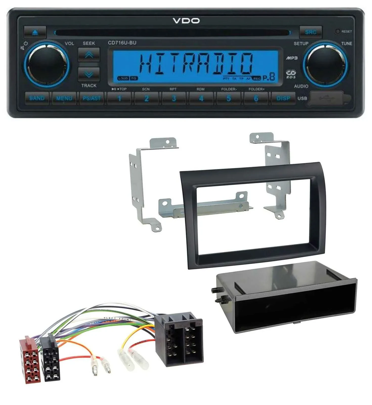 VDO AUX MP3 1DIN CD USB Autoradio für Citroen Jumper Fiat Ducato 06-11 schwarz P