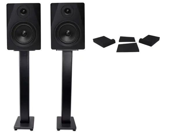 (2) Rockville DPM5B Powered 5.25" 300w Active Studio Monitors+Stands+Pads