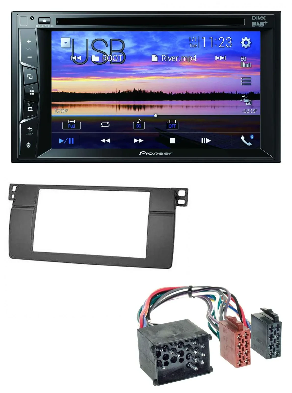 Pioneer Bluetooth 2DIN USB DVD DAB MP3 Autoradio für BMW 3er E46 mit großem Navi