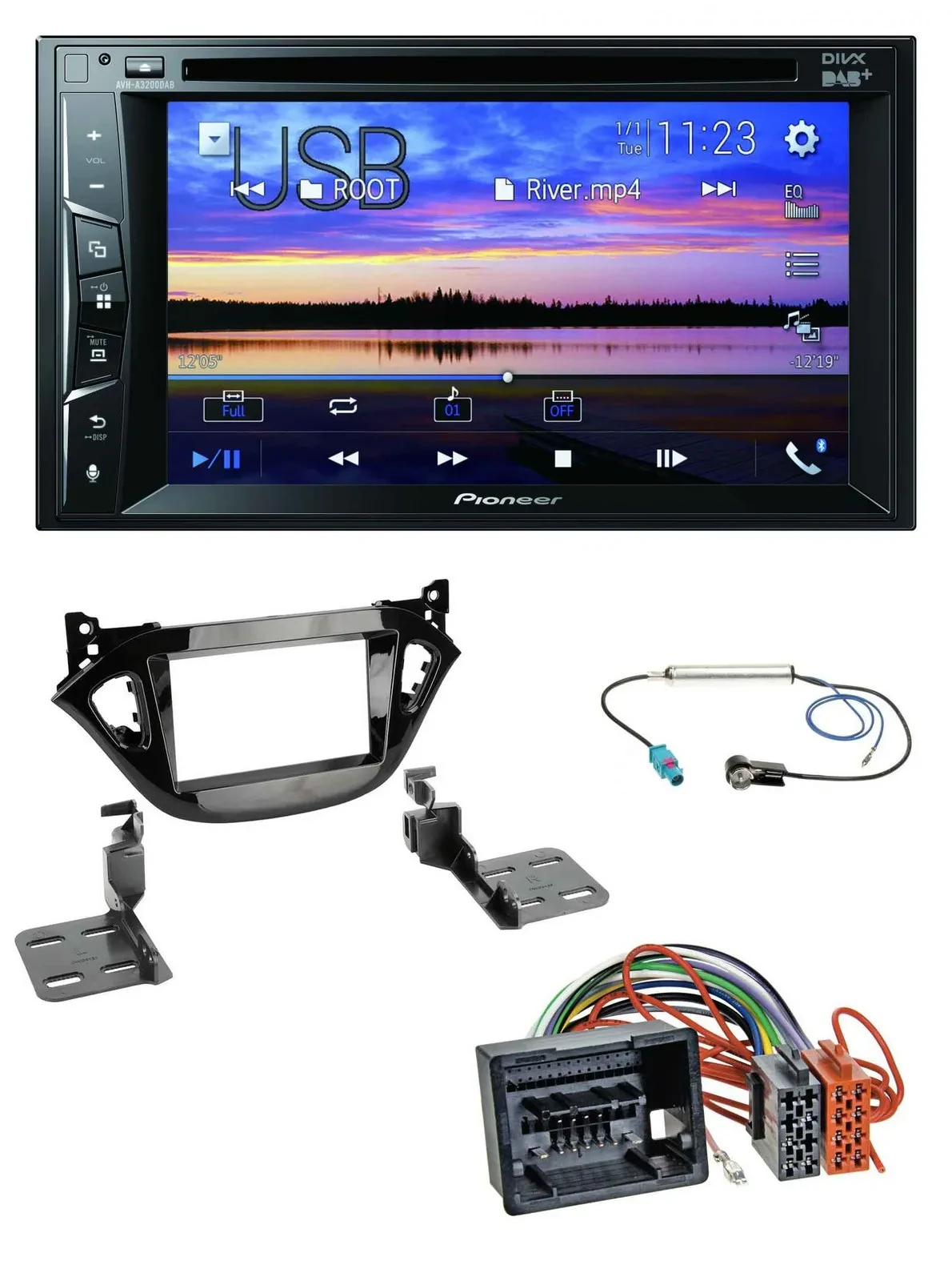 Автомагнитола для Opel Adam/Corsa E 2017–2019 Pioneer 2-DIN, Bluetooth, USB, DVD, DAB, MP3