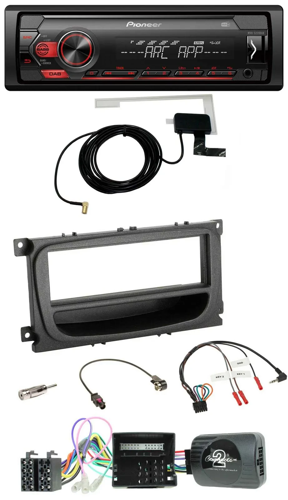 Pioneer 1DIN USB DAB MP3 Lenkrad Autoradio für Ford C-Max Focus Can 07-10 Galaxy