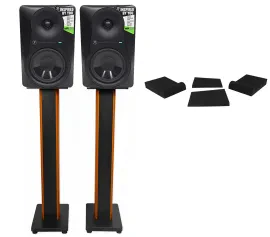 (2) Mackie MR524 5” 100 Watt Powered Active Studio Monitors+36" Stands+Pads
