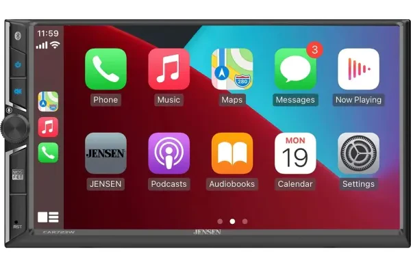 Автомобильная мультимедийная система Jensen CAR723W 2-DIN с сенсорным экраном, Apple CarPlay и Android Auto