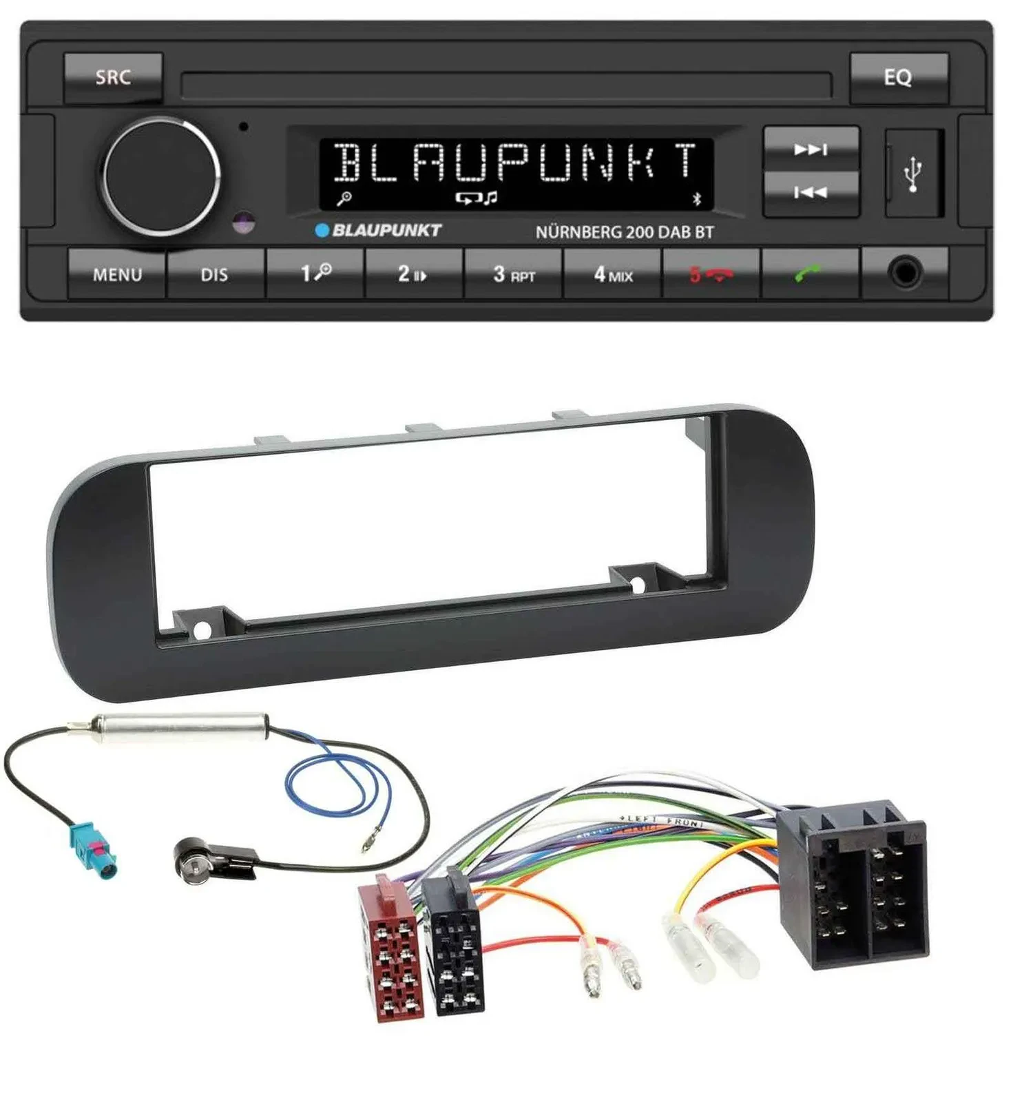 Blaupunkt USB DAB MP3 Bluetooth Autoradio für Fiat Panda (ab 2012) - schwarz