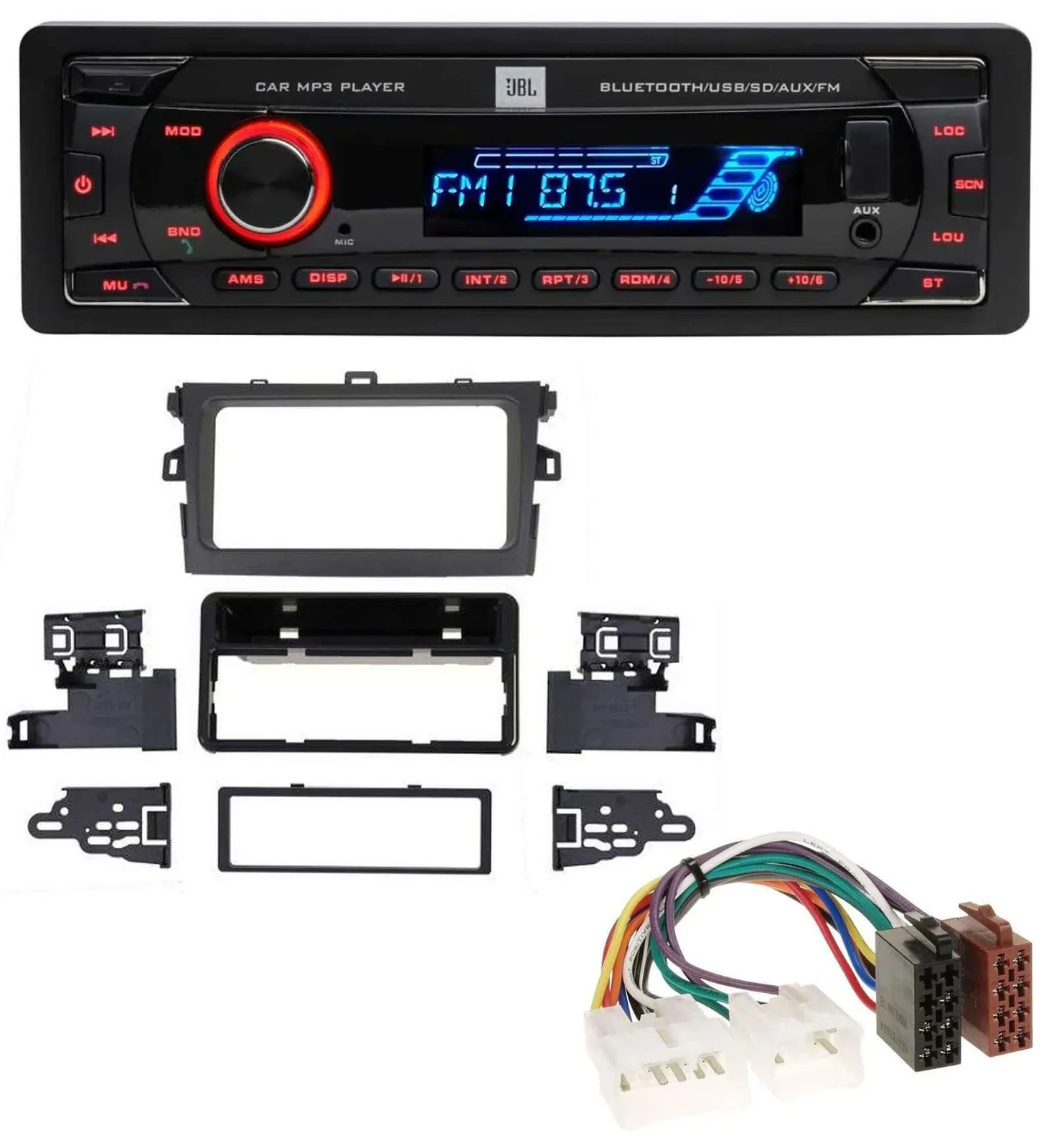JBL AUX MP3 USB Bluetooth SD Autoradio für Toyota Corolla 2009-2012 silber