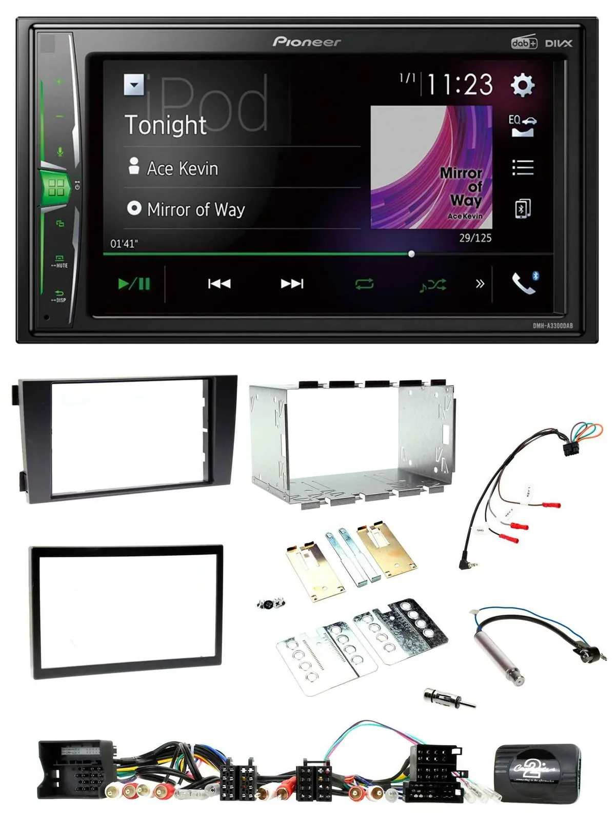 Pioneer 2DIN Lenkrad DAB USB Bluetooth Autoradio für Audi A6 C5 2001-2004 Aktivs