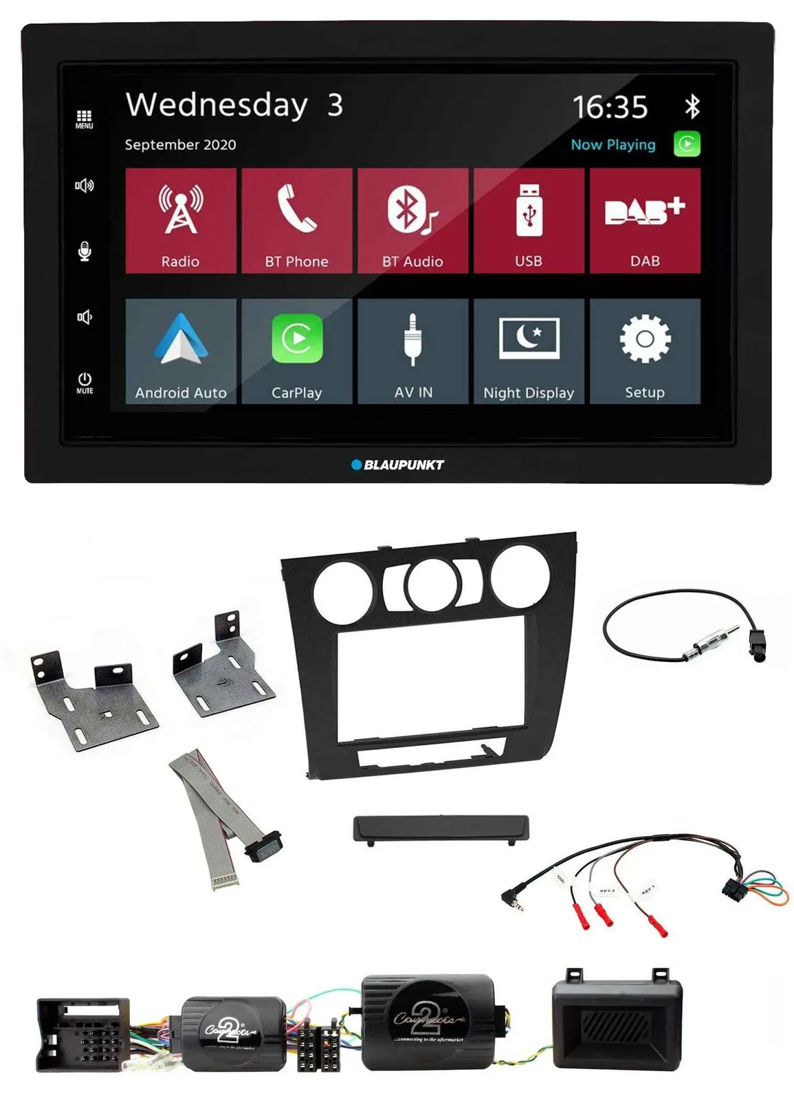 Blaupunkt DAB Bluetooth USB Lenkrad 2DIN Autoradio für BMW 1er PDC man. Klima E8