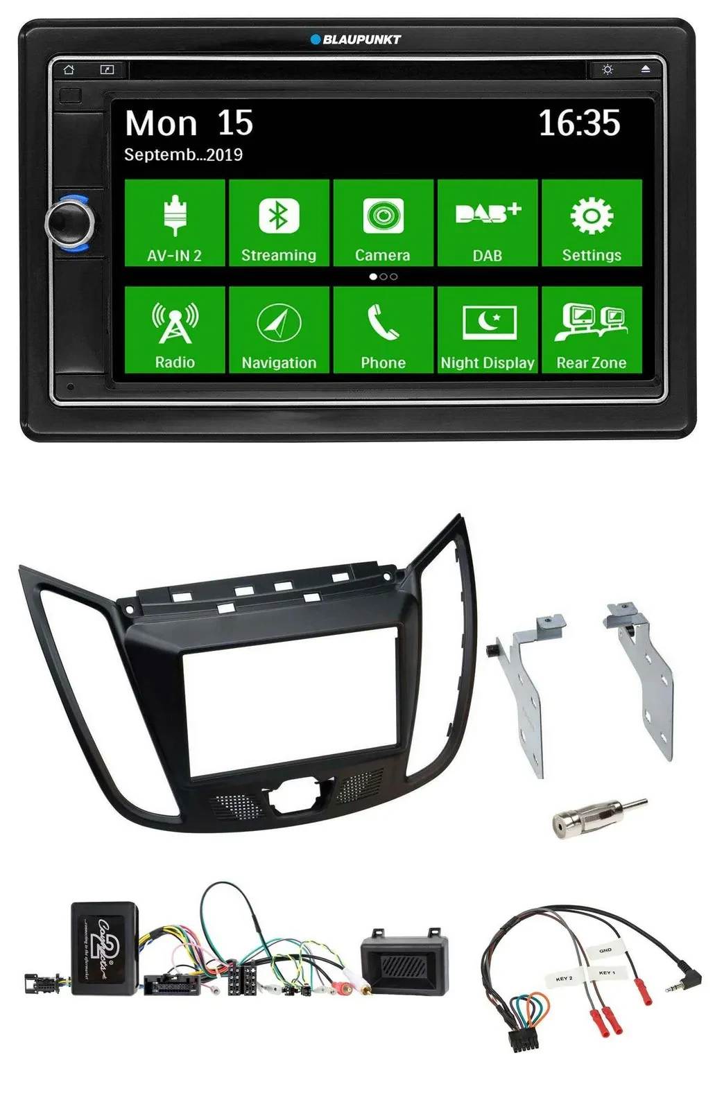 Blaupunkt Bluetooth 2DIN Lenkrad DAB USB TMC Navigation für Ford Kuga DM2 ab 201