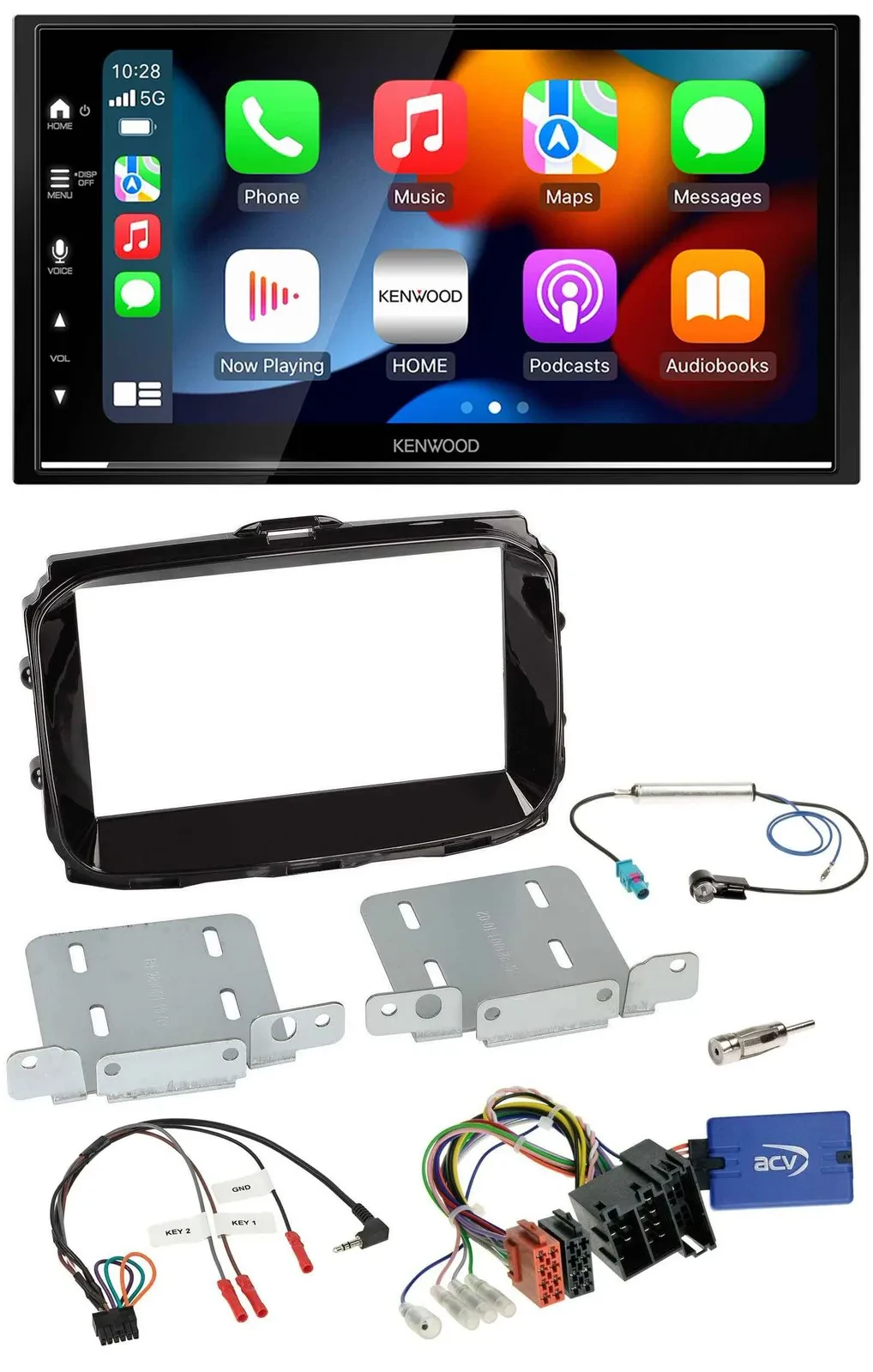 Kenwood DAB USB Bluetooth 2DIN Lenkrad Autoradio für Alfa Giulietta ISO 2013-202