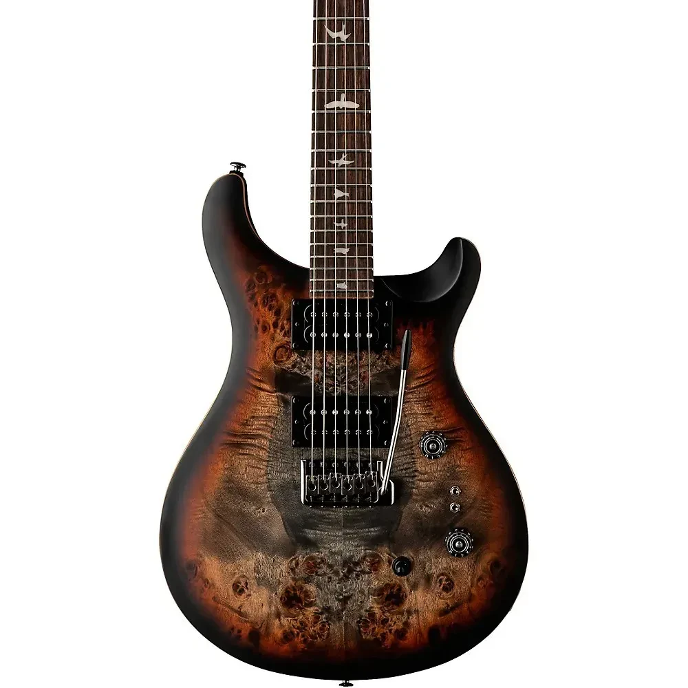 Электрогитара PRS SE Exotic Custom 24-08 Poplar Burl Charcoal Cherry Midnight Burst, 24 лада, мензура 25", HH, тремоло PRS, с чехлом