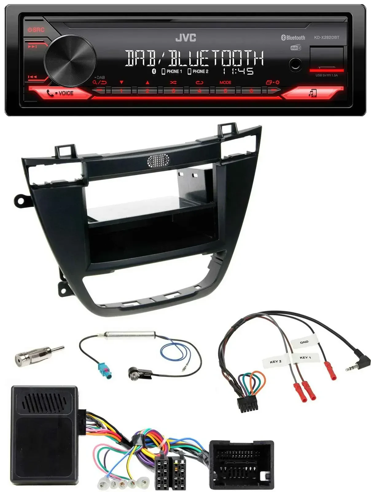 Автомагнитола JVC Bluetooth USB DAB для Opel Insignia (с 2008), черная