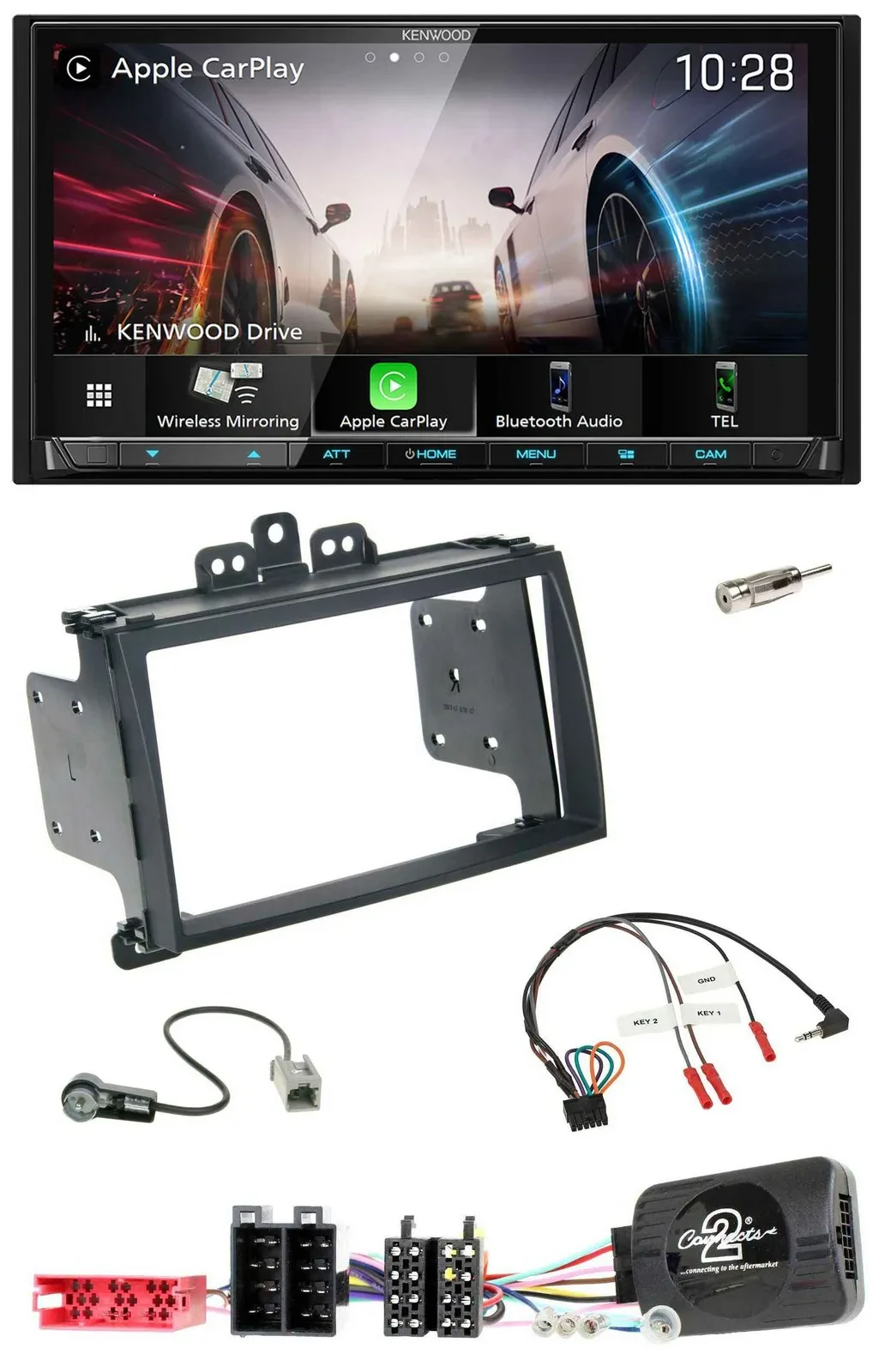 Kenwood Lenkrad 2DIN USB DAB Bluetooth Autoradio für Hyundai i20 09-12 schwarz