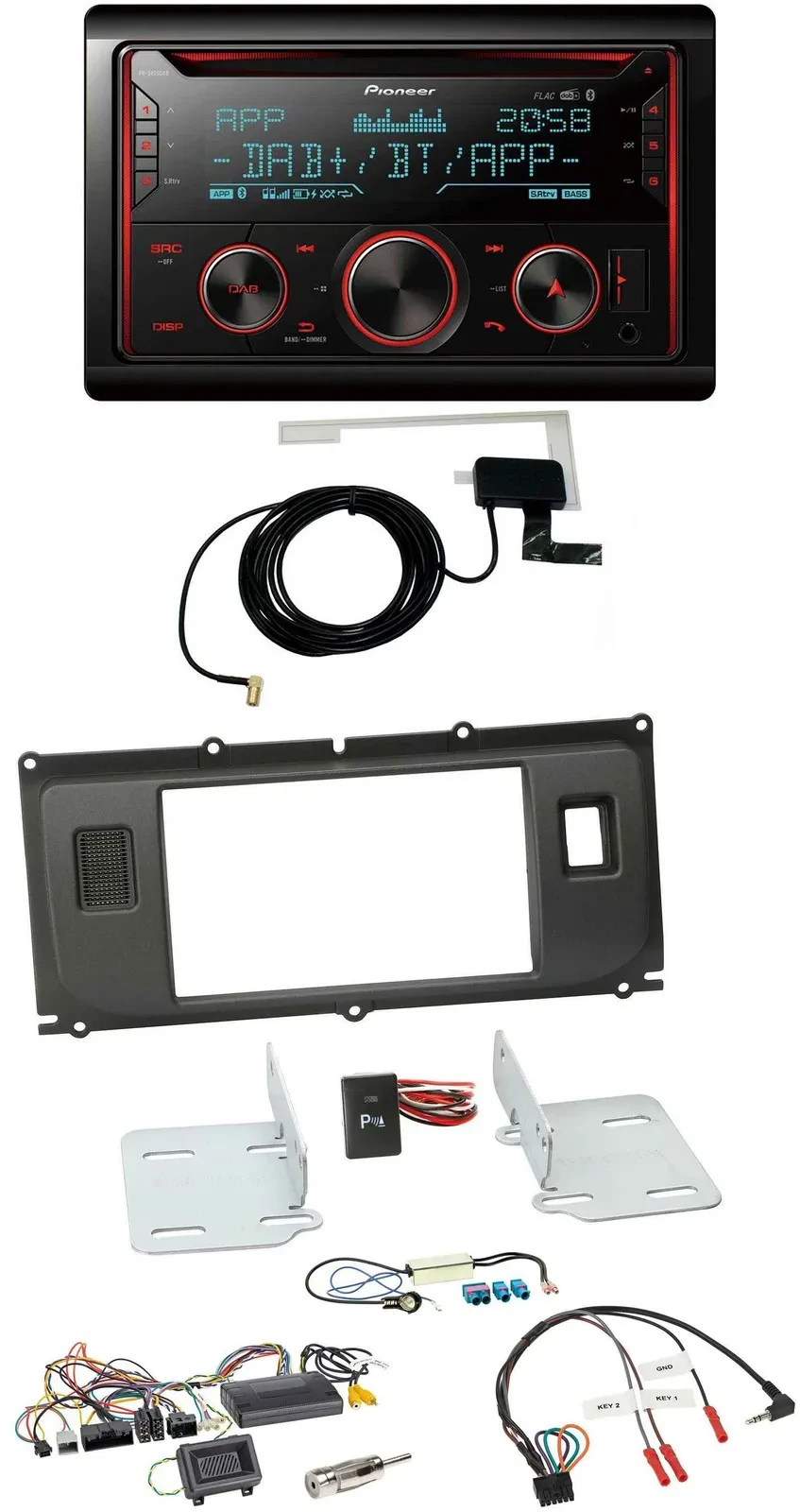 Автомагнитола для Land Rover Evoque Pioneer 2DIN, DAB, USB, CD, Bluetooth, поддержка кнопок на руле