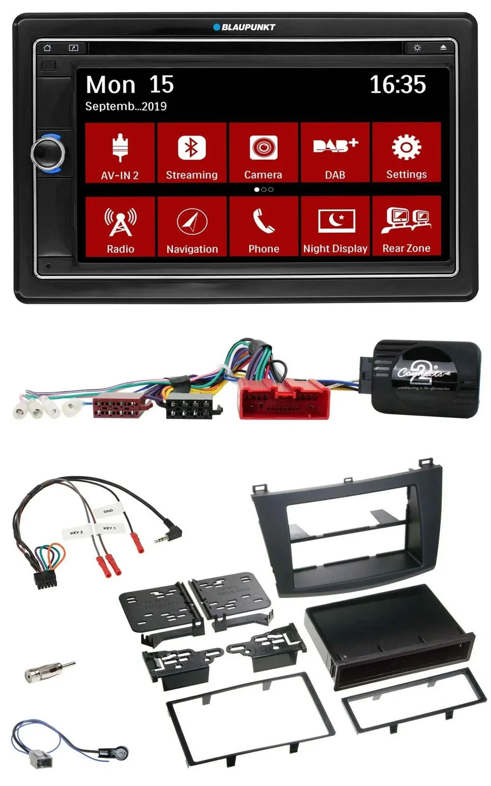 Blaupunkt Lenkrad DAB TMC 2DIN USB Bluetooth Navigation für Mazda 3 09-13 Can-Bu