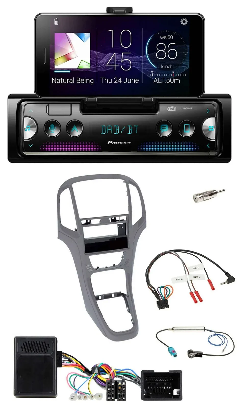 Автомагнитола для Opel Astra J (с 2009) Pioneer Bluetooth, DAB, USB, титановый серый