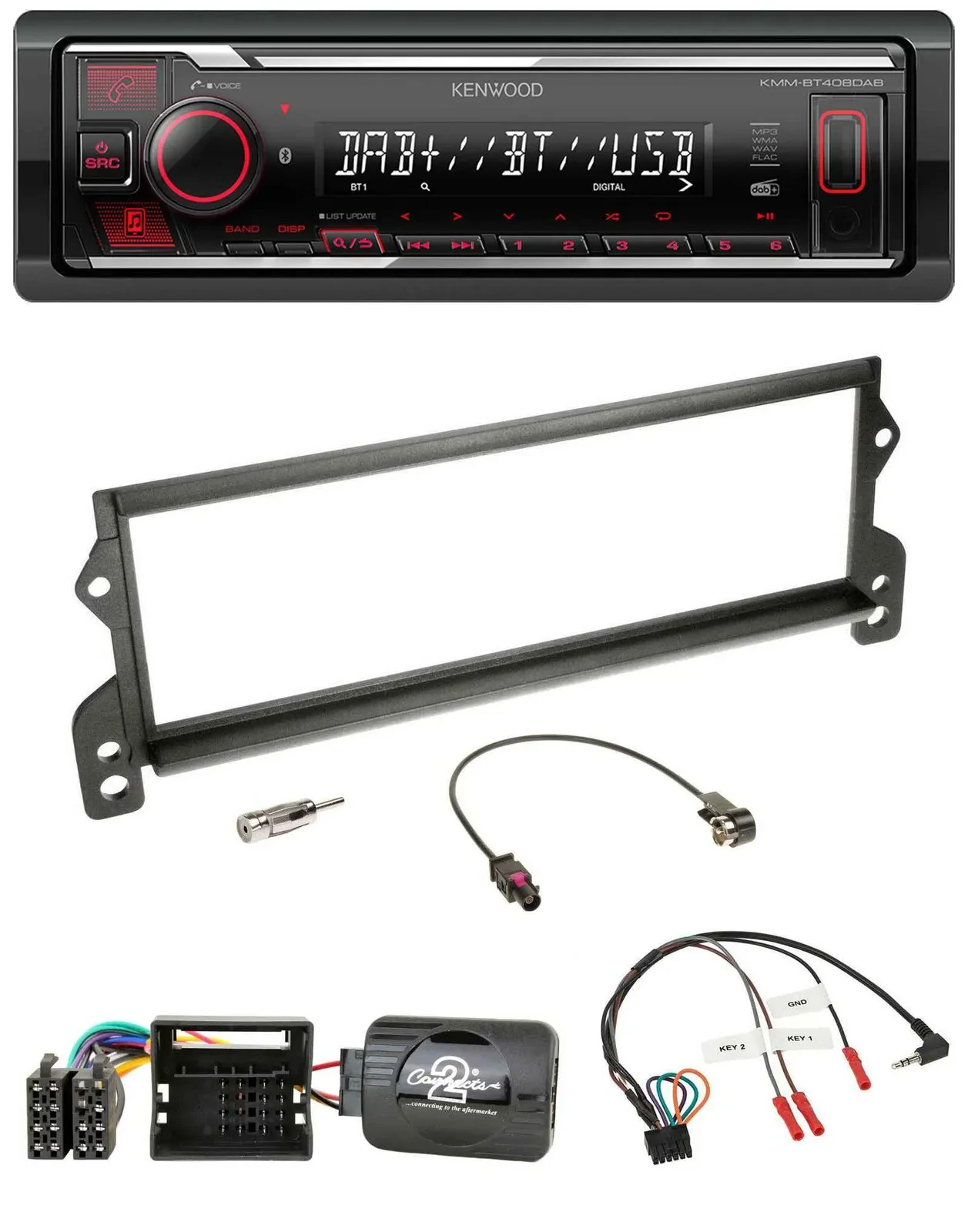 Kenwood Lenkrad Bluetooth USB DAB Autoradio für Mini (2001-2006 MOST)