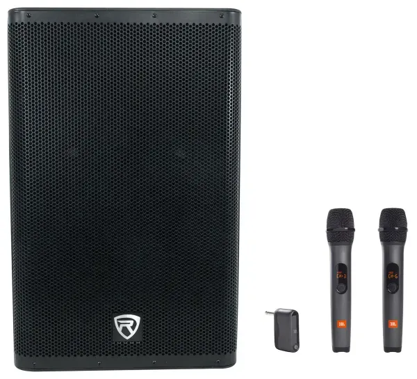 Rockville DX15 15" Class D 2000w Powered Active DJ PA Speaker+JBL Wireless Mics