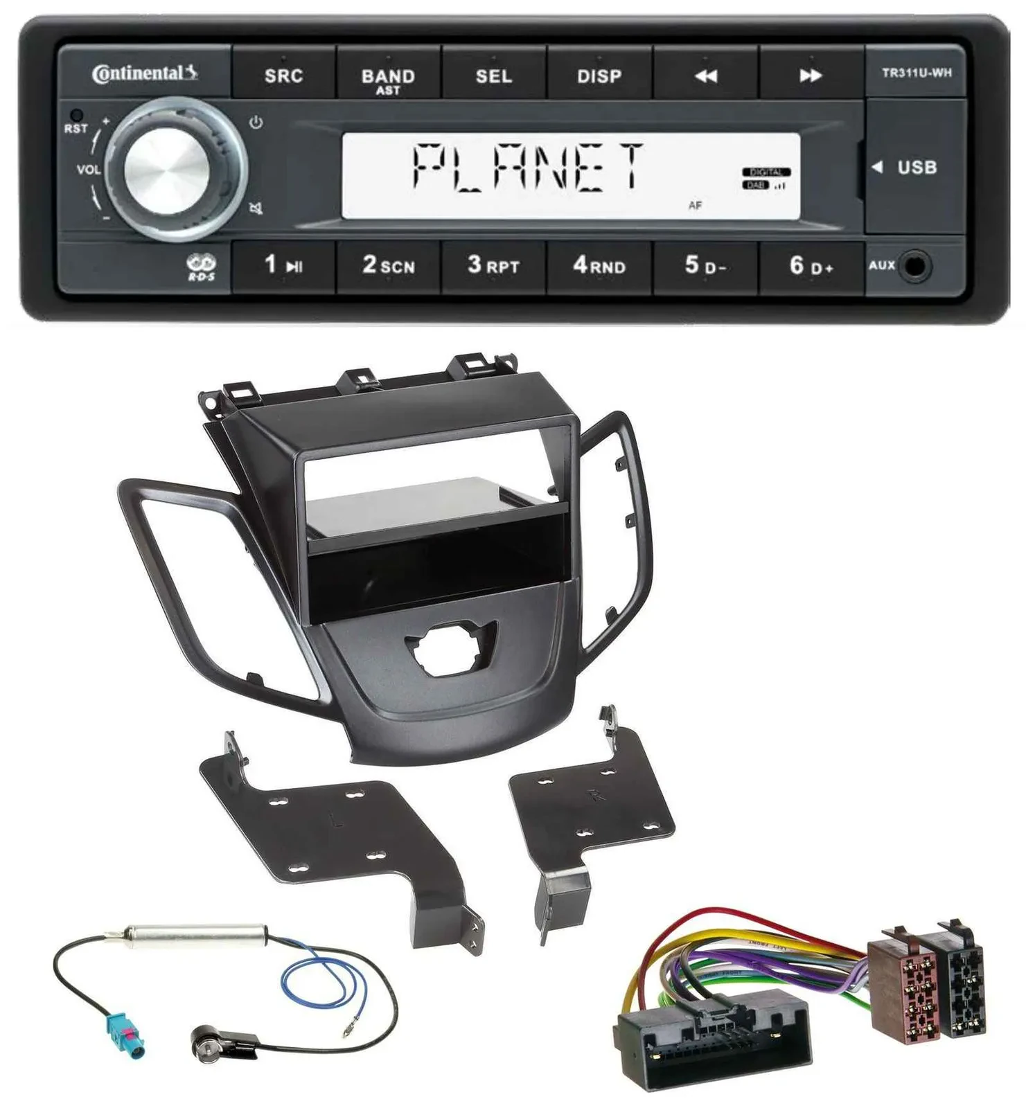 Continental USB MP3 AUX 1DIN Autoradio für Ford Fiesta 10-17 JA8 ohne Display sc