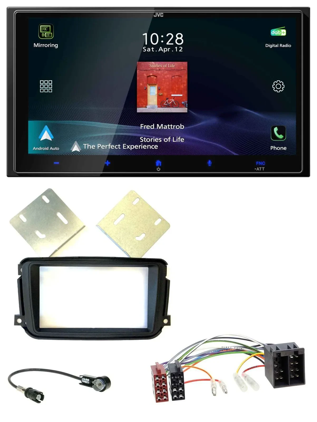 Автомагнитола для Smart ForTwo 2010–2015 JVC 2-DIN USB Bluetooth DAB MP3 ISO