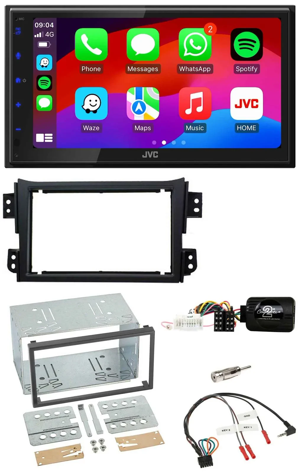 JVC Bluetooth 2DIN Lenkrad DAB USB Autoradio für Opel Agila B Suzuki Splash 2008