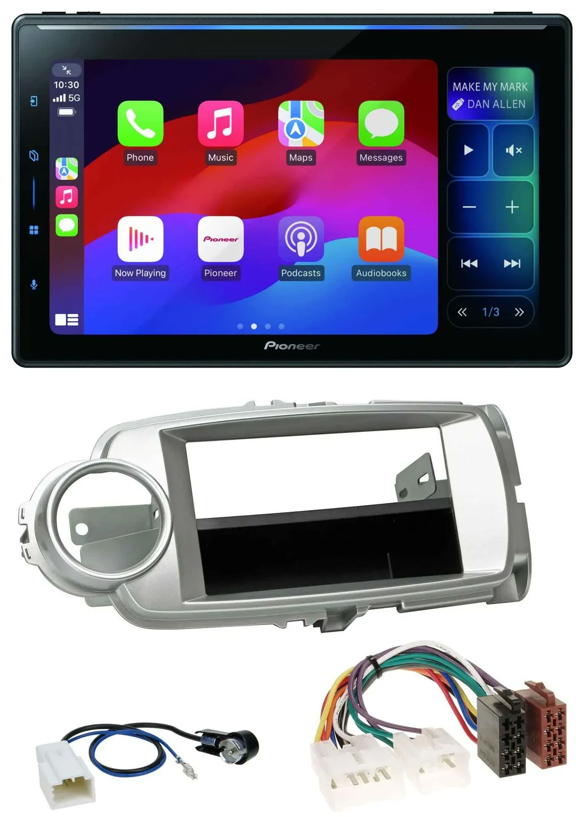 Pioneer Bluetooth DAB MP3 USB Autoradio für Toyota Yaris (11-14) - silber