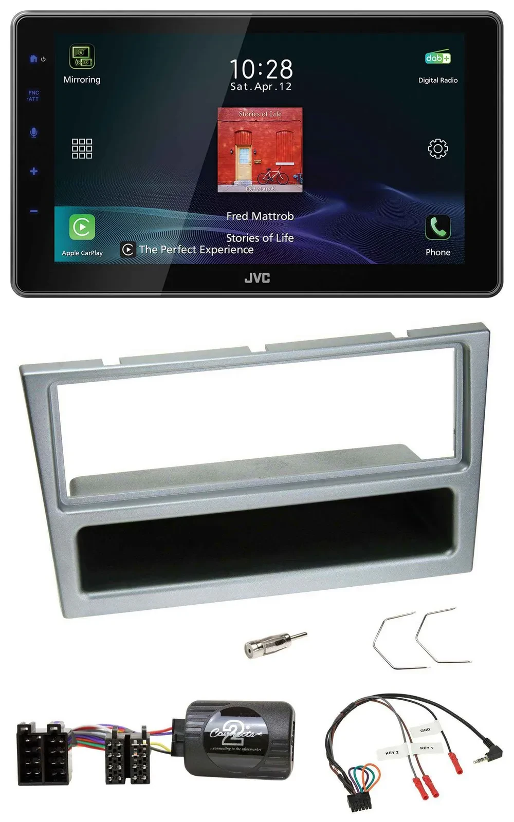 JVC DAB Lenkrad Bluetooth USB Autoradio für Opel Corsa C 2000-2004 silber