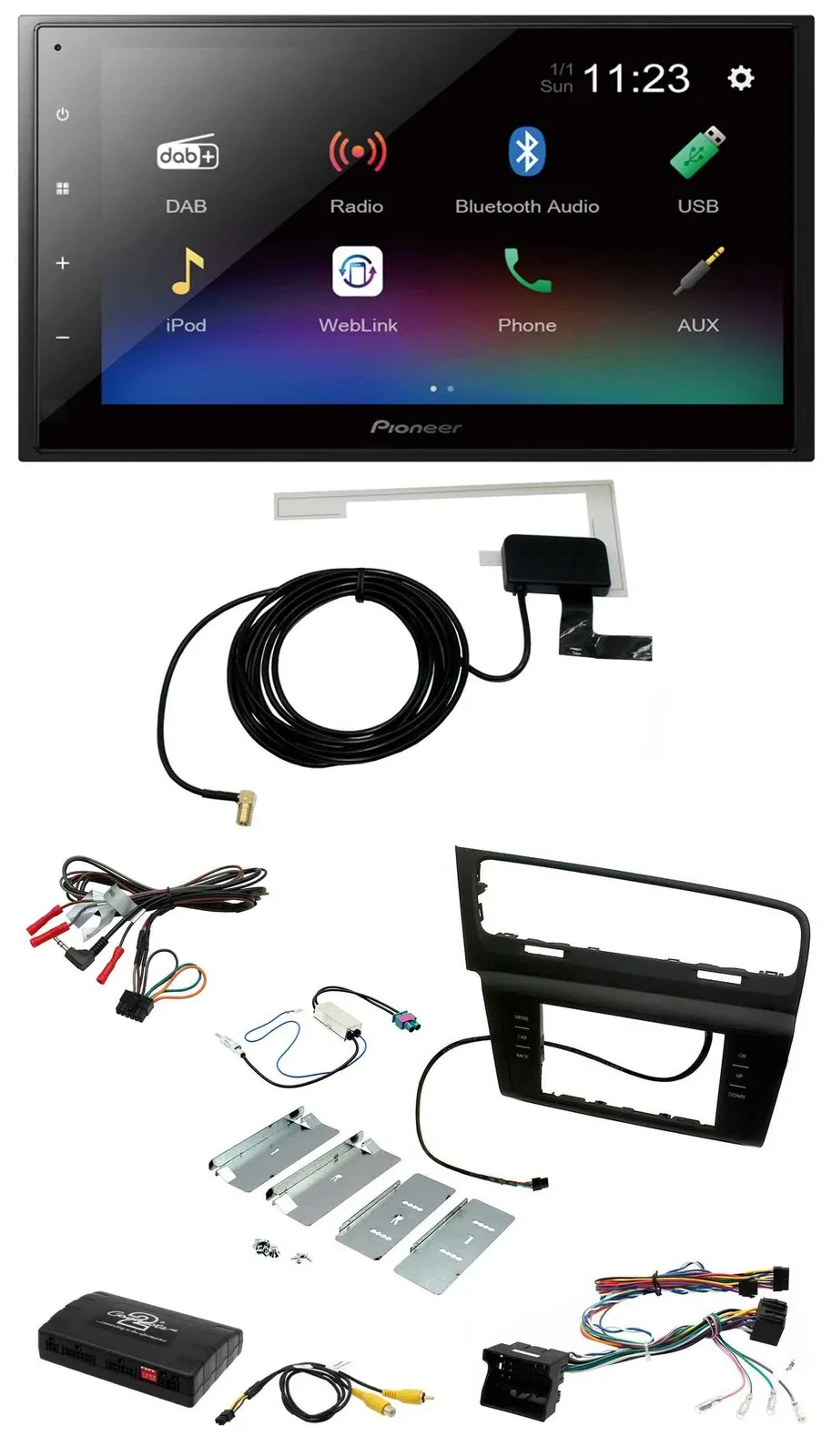 Pioneer DAB Lenkrad Bluetooth 2DIN USB Autoradio für VW Golf VII 7 2012-2018 Inf