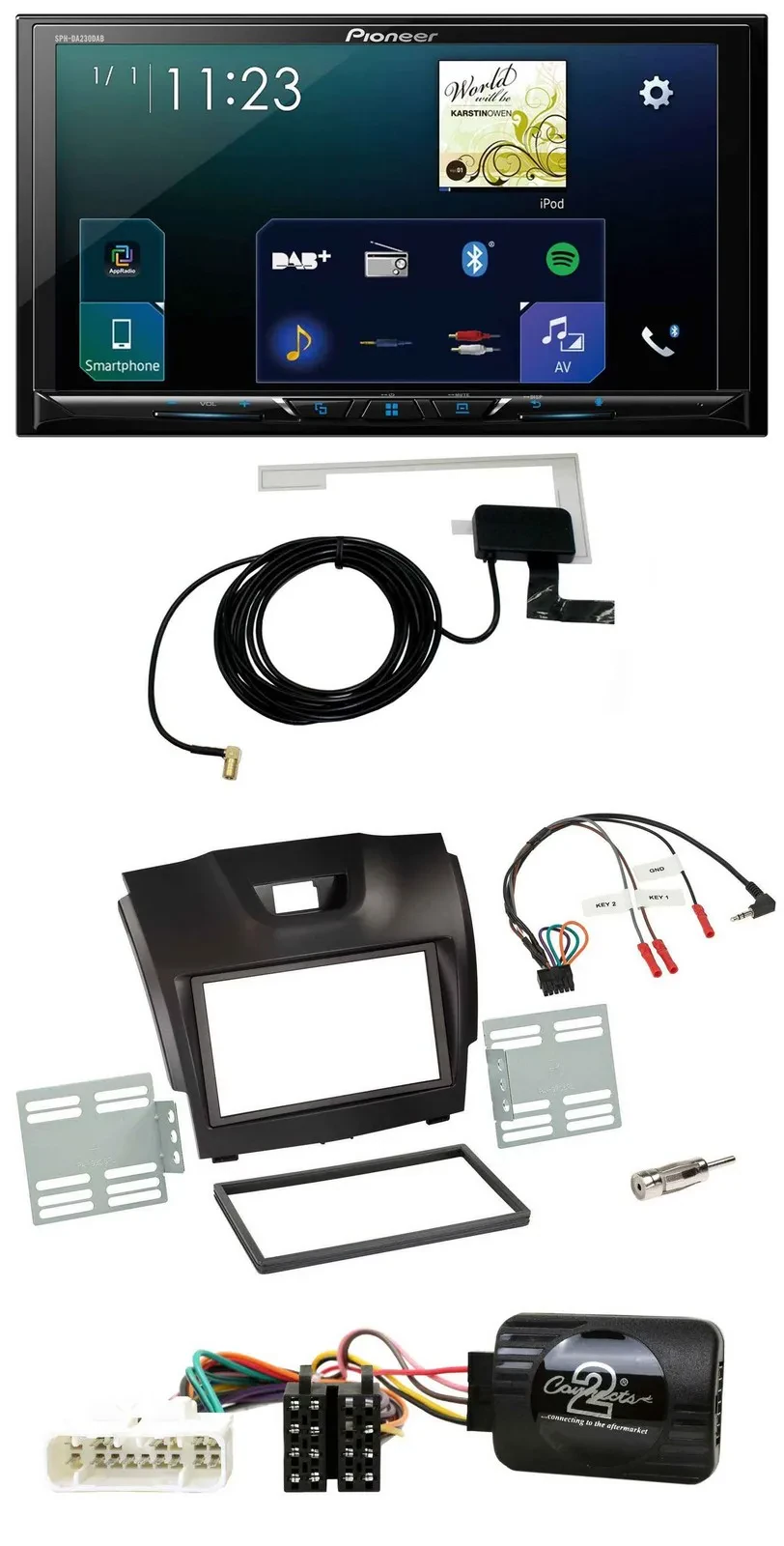 Pioneer 2DIN DAB USB Lenkrad Bluetooth Autoradio für Isuzu D-Max ab 12 dunkelgra