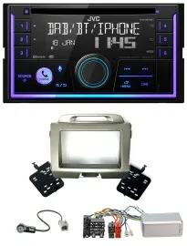 JVC Lenkrad USB 2DIN DAB Bluetooth CD Autoradio für Kia Sportage 3 2010-2015 sil