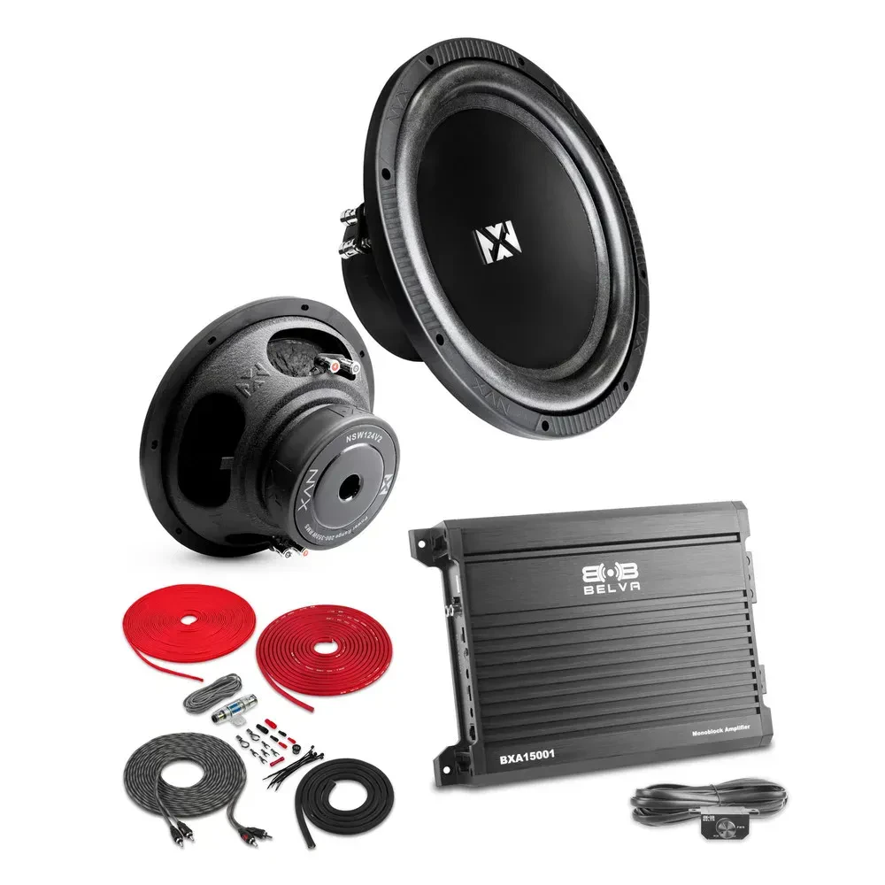 Сабвуфер пассивный для автомобиля NVX NSW124v2 12" 700W, Dual 4 Ohm (набор: BXA15001, BAK82)