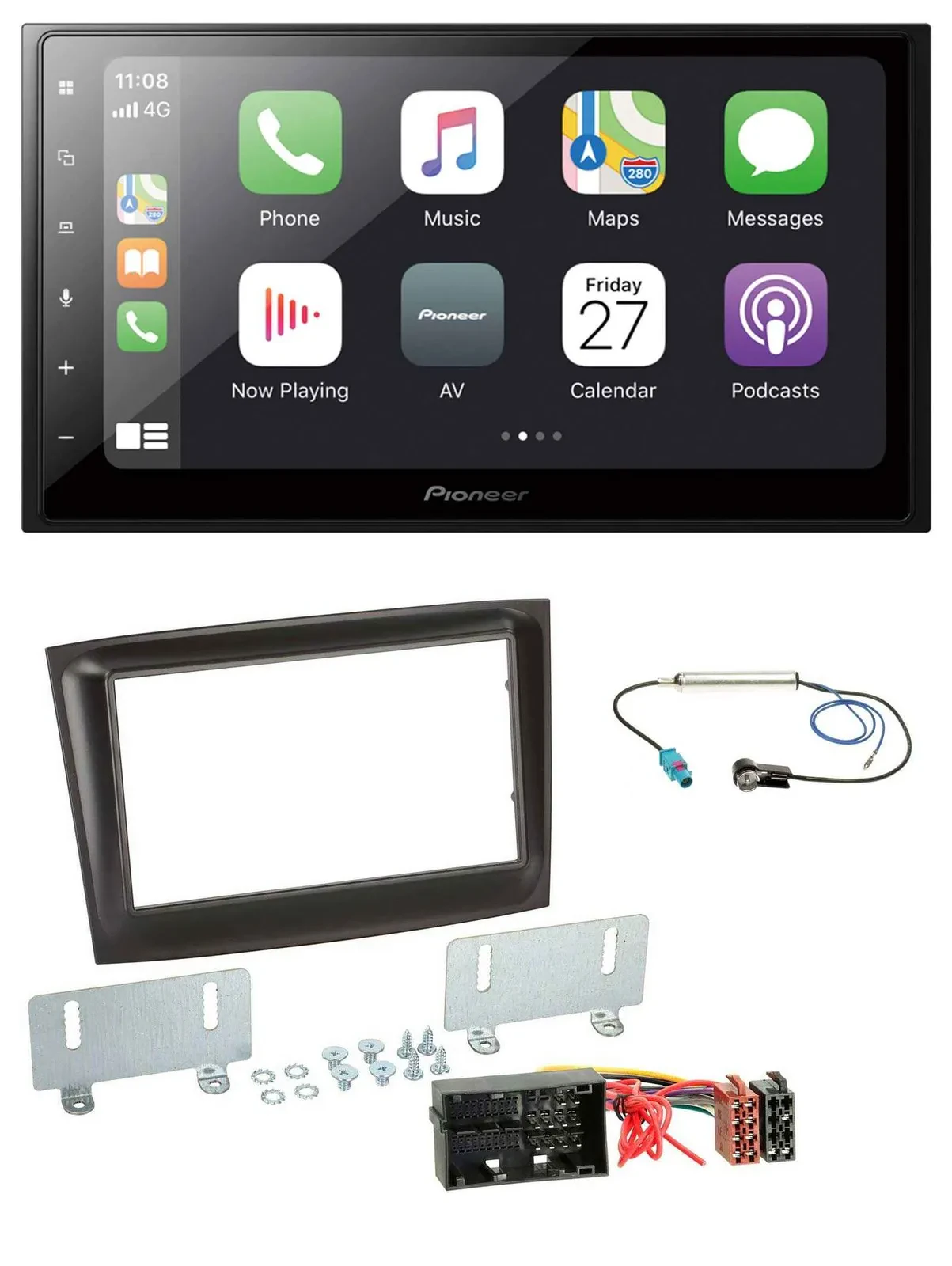 Автомагнитола для Fiat Doblo (с 2015) Pioneer 2-DIN MP3 Bluetooth DAB USB, черный