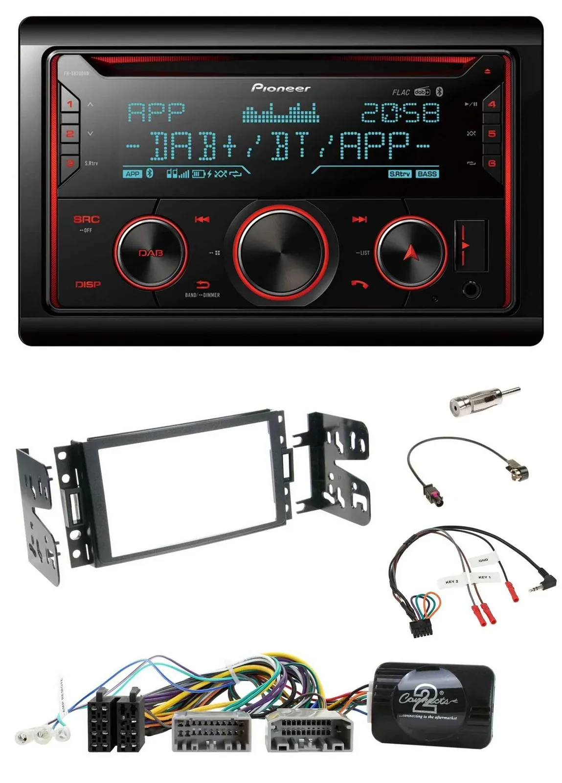 Автомагнитола для Jeep Grand Cherokee 2011 Pioneer 2DIN DAB Bluetooth USB CD с поддержкой кнопок на руле