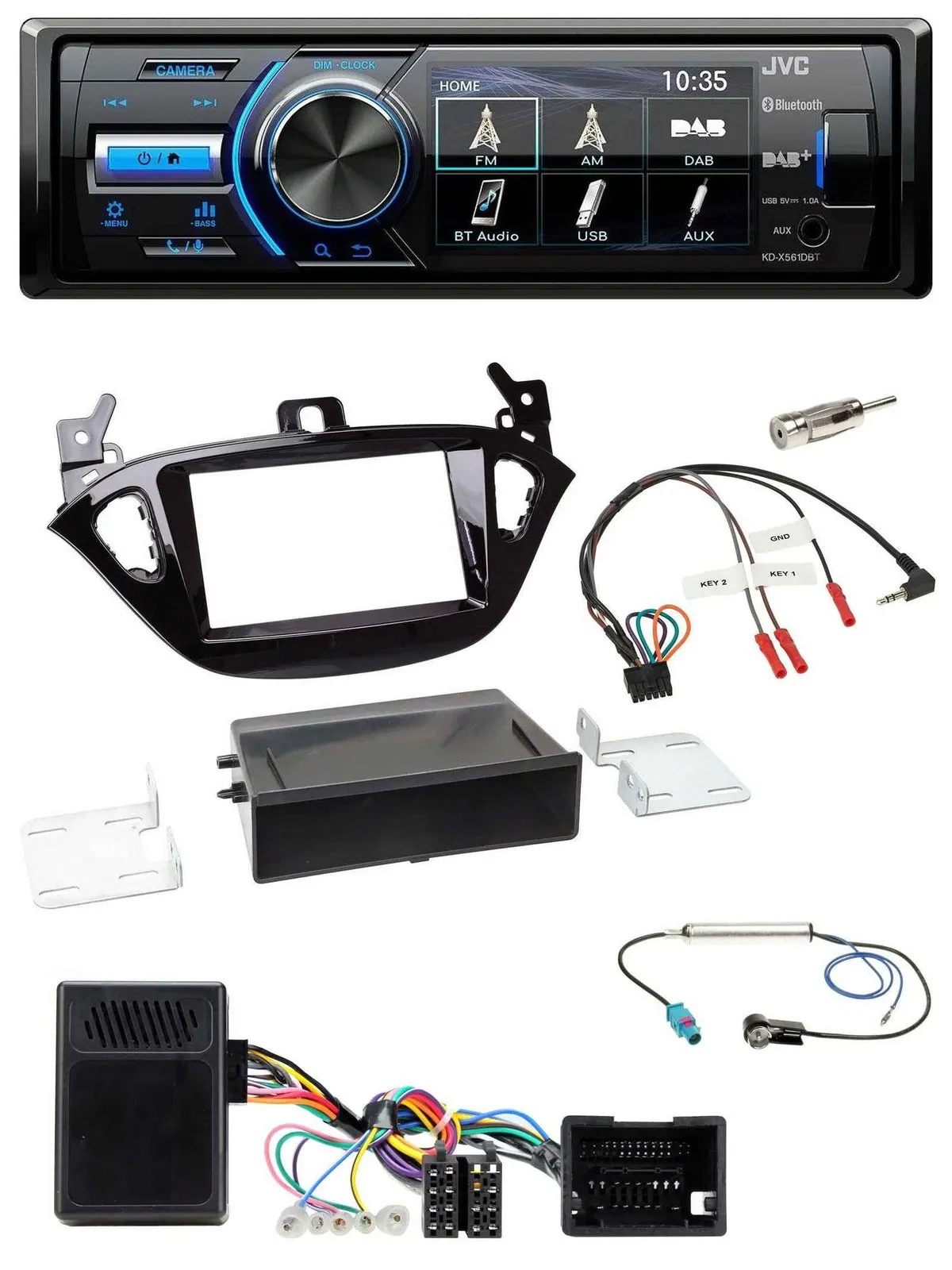 JVC Bluetooth Lenkrad USB DAB Autoradio für Opel Adam ab 2013 Corsa E Ablage